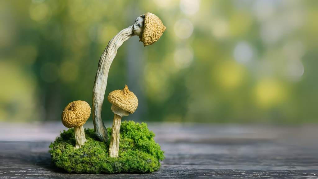 magic mushroom on some moss