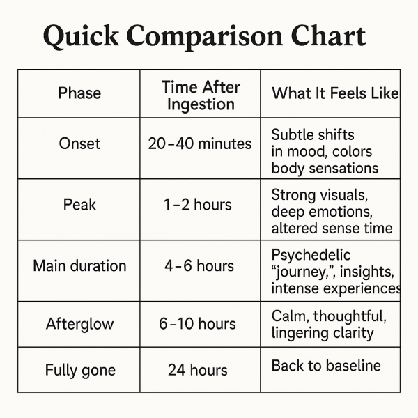 How Long Do Mushrooms Last comparison chart