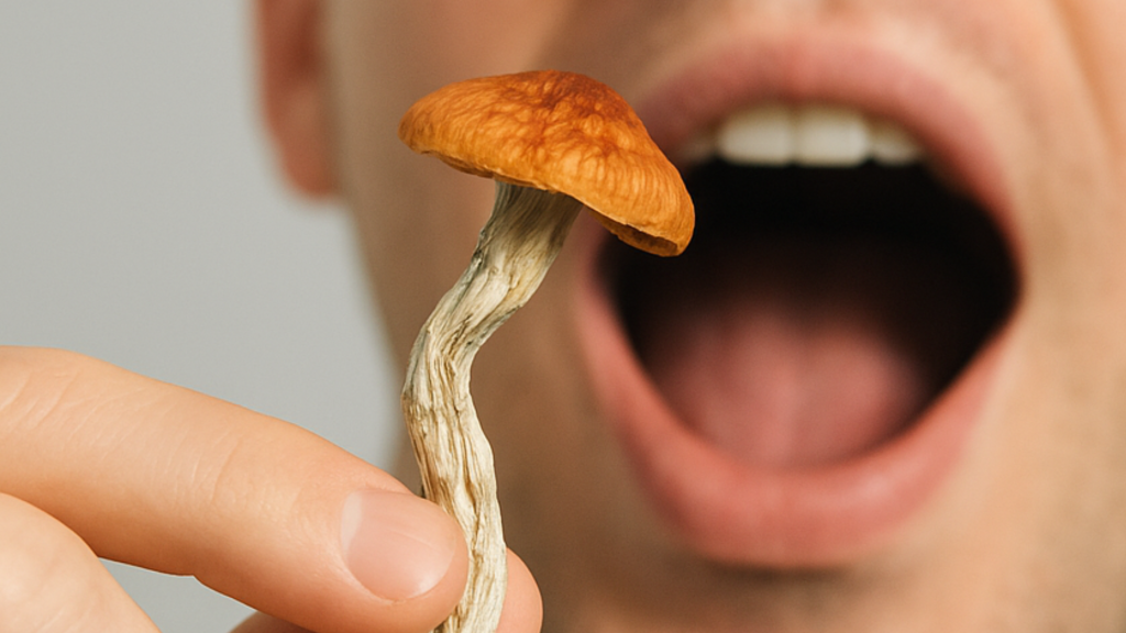 Here’s How to Take Magic Shrooms held in hand close to a mouth