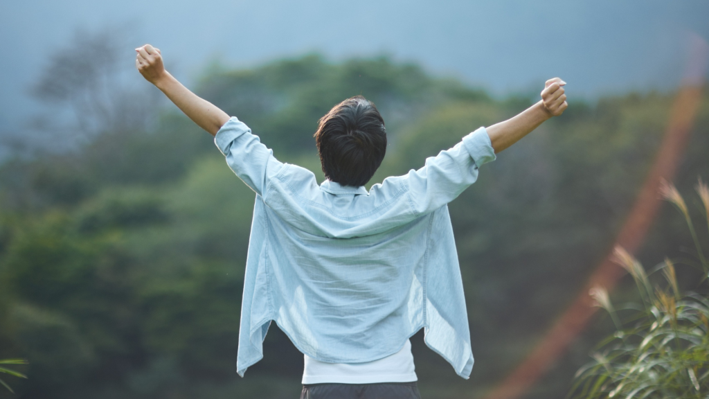 Woman happy in some woods