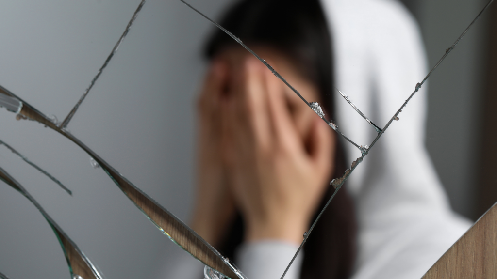 bipolar woman in a mirror