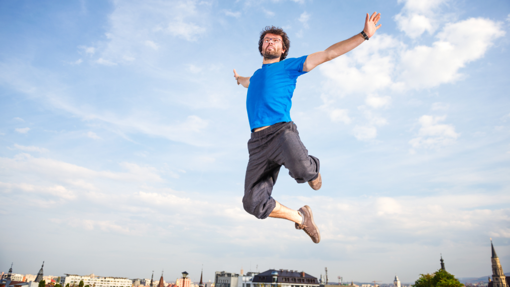 man jumping in the air