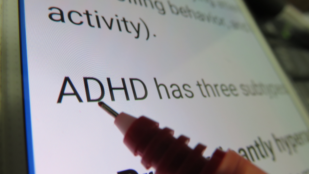 the word adhd highlighted